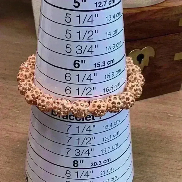 Peach Rhinestone Sparkling Beaded Bracelet - Picture 2 of 3